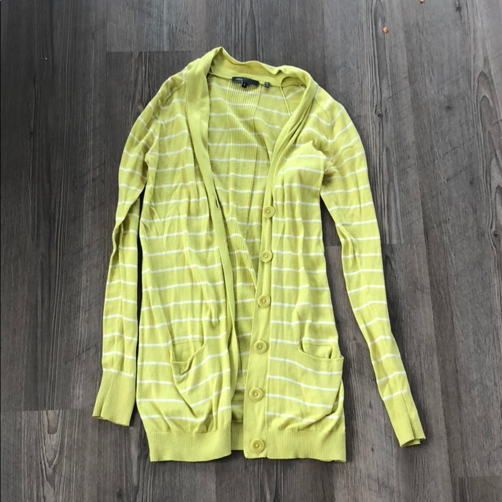 Vince Cotton Striped Sweater Green/White Small